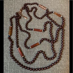 COLDWATER CREEK Triple Layer Bead & Agate Necklace